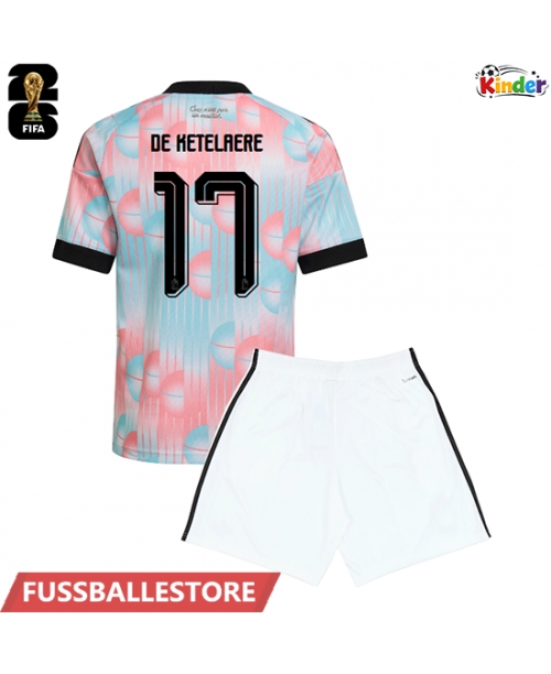 Günstige Belgien Charles De Ketelaere #17 Auswärts Trikotsatzt Kinder WM 2026 Kurzarm (+ Kurze Hosen)